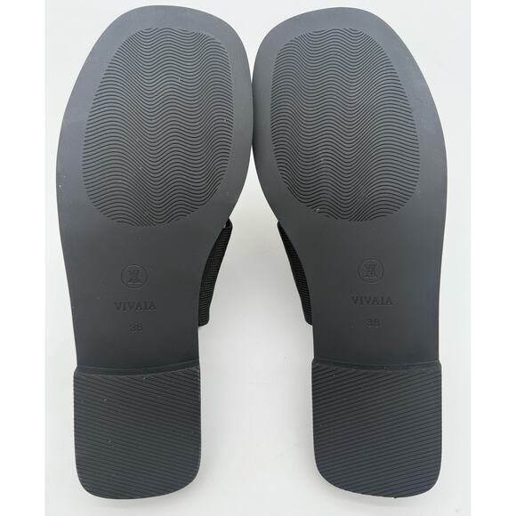 Vivaia Doris Square Toe Slide Sandal Old Money Knit Comfort Black Brown 7-7.5 - Picture 3 of 7